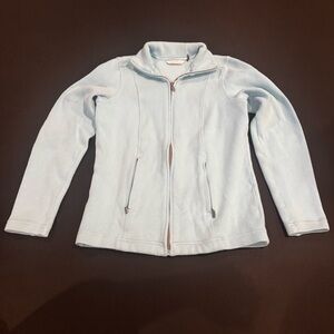 Lady Hathaway Blue Quarter Zip Sweater Women’s M Ribbed Knit Pullover